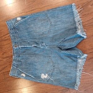 Free People frayed hem harem jean shorts distressed destroyed blue Jean 4